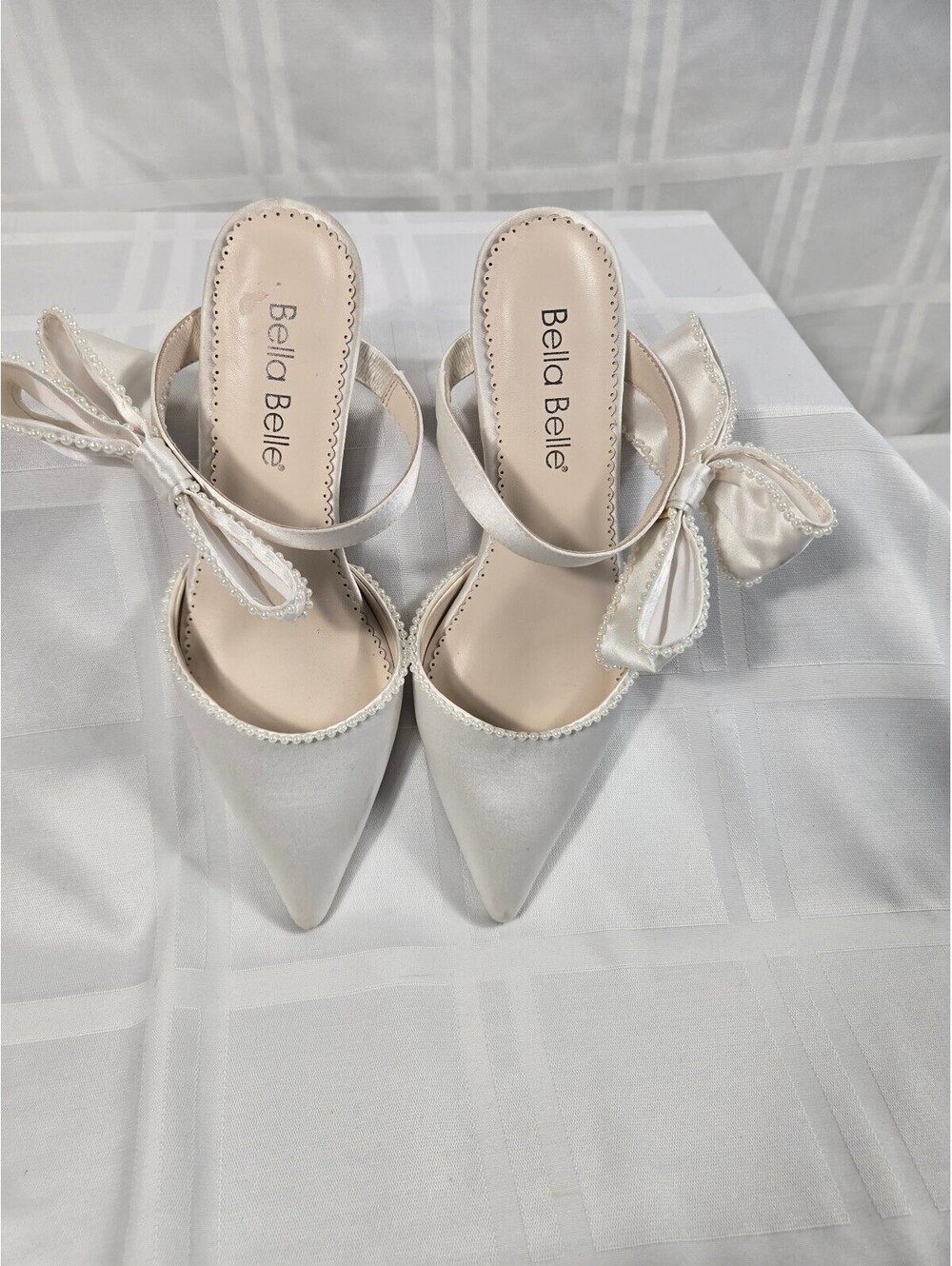 Bella Belle "Brooklyn" Pearl Bow Luxury Wedding Mule